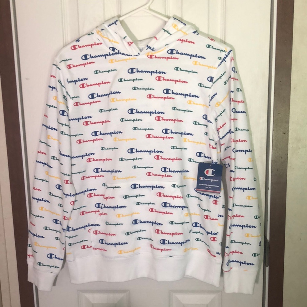 Boys White Champion Hoodie , Size L